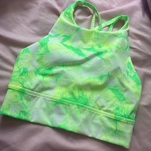 Lululemon energy longline green tie dye sports bra 6